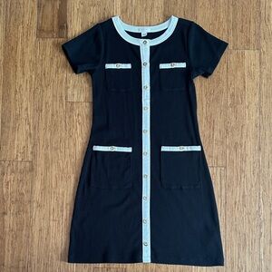 Black and white knit dress